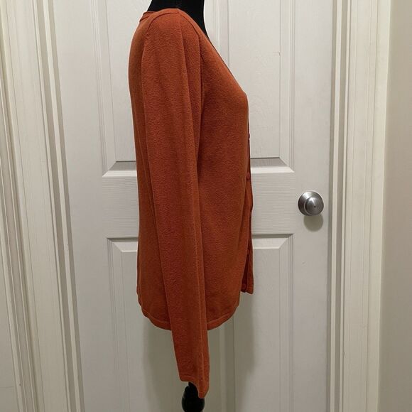Christopher & Banks Button Up Cardigan V-Neck‎ Lightweight Orange Women's Small - Picture 3 of 7